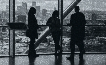 three people conversating